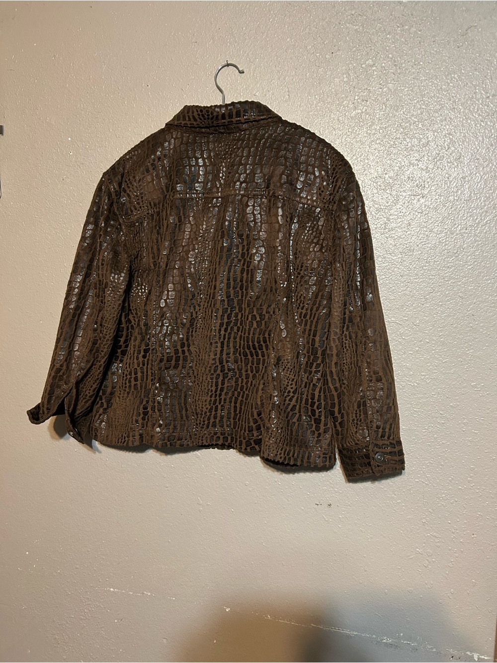 Ruby Rd. Brown Croc-Embossed Zip Jacket - Picture 2 of 5